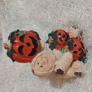 Halloween Pumpkin and Ghost Figurine